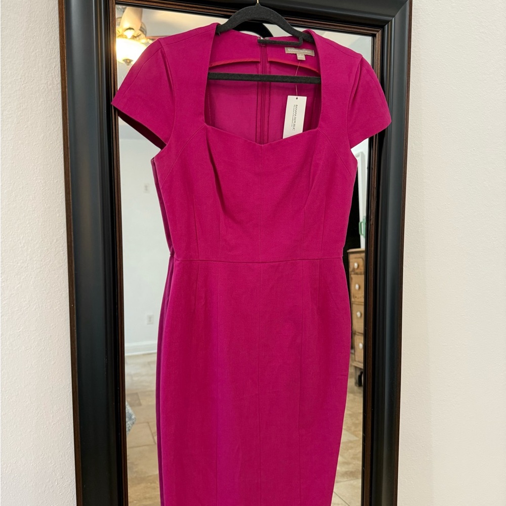 Banana Republic Pink Sheath Midi Dress with Square Neck